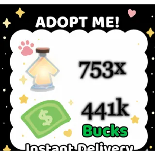441k BUCKS AND 753x AGE UP POTIONS - ADOPT ME