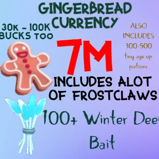 7 MILLION GINGERBREAD ADOPT ME CHRISTMAS EVENT 300-500 TINY AGE-UP POTION 150+ WINTER DEER BAIT FREE FROSTCLAWS 30K-100k BUCKS