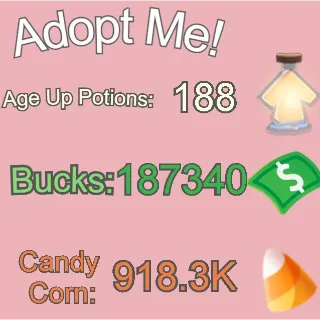 Age Up Potions + Bucks + Candy Corn - Adopt Me
