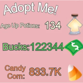 Age Up Potions + Bucks + Candy Corn - Adopt Me