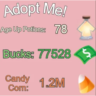 Age Up Potions + Bucks + Candy Corn - Adopt Me