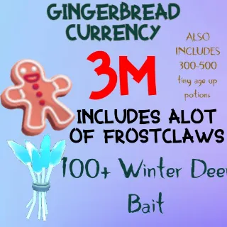 3 MILLION GINGERBREAD ADOPT ME CHRISTMAS EVENT 300-500 TINY AGE-UP POTION 100+ WINTER DEER BAIT FREE FROSTCLAWS