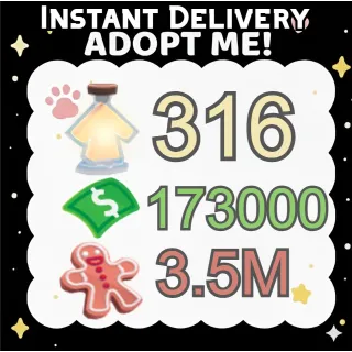 Age Up Potions + Bucks + Gingerbread - Adopt Me