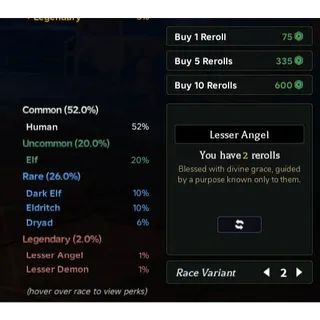 Clover RPG // Lesser Angel Race Account //