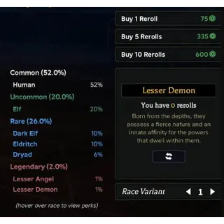 Clover RPG // Lesser Demon Race Account //