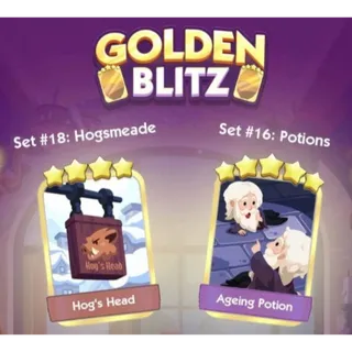 Ageing Potion 5⭐ & Hog's Head 4 ⭐ Gold Sticker Monopoly Go Golden Blitz