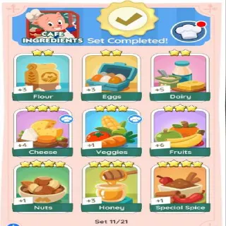 Cafe Ingredients Set 11 Monopoly Go Any - 5 Sticker