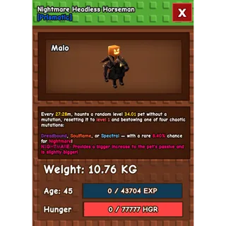 nightmare headless horseman, 10.76kg