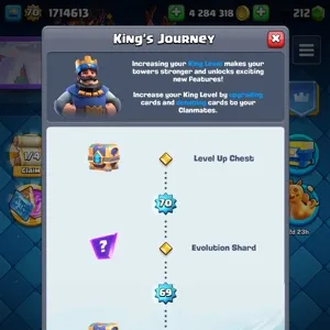 Clash royale OG KING LEVEL 70+rare emojis/banners/frames