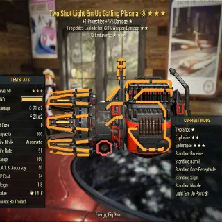 Gatling Plasma Two Shot Explosive Endurance