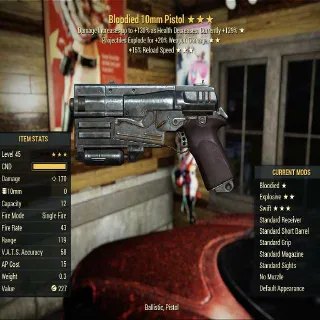 10mm Pistol Bloodied Explosive Swift