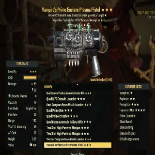 Vampire's Explosive Enclave Plasma Pistol