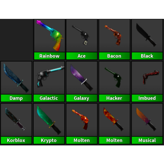 Bundle Mm2 Rare Weapons In Game Items Gameflip - pictures of roblox mm2 gun