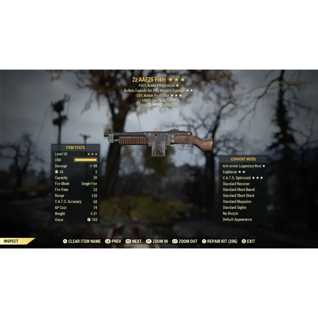 AAE25 Fixer Fallout 76 Game Items Gameflip