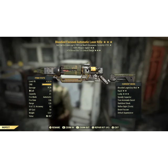 B2515C Laser Rifle Fallout 76 Game Items Gameflip