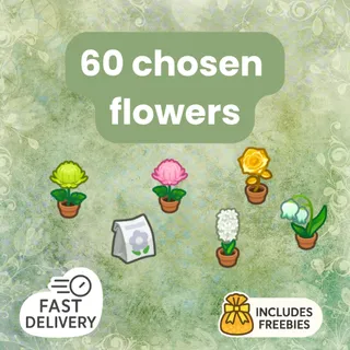 60 Flowers • Fast Delivery • Freebies (5 items of choice)