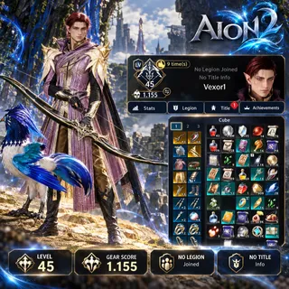 AION 2 EU Account - [Lv45 Ranger][Main Quest Done][1100+ GS][EU - Elyos - Phernos Server]