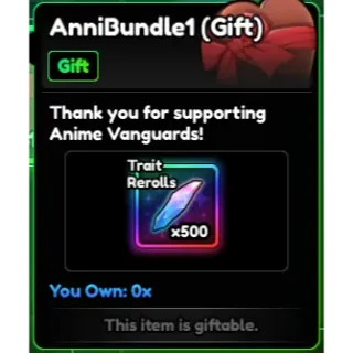 Anniversary Bundle 1 (500 Rerolls) | Anime Vanguards