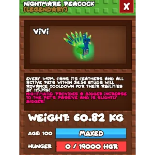 HUGE 60KG NIGHTMARE PEACOCK