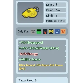 Bee Swarm Simulator | Whistle 3% Supecrit Power Hive Bonus