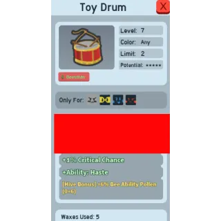 Bee Swarm Simulator | Toy Drum 6% Bee Ability Pollen Hive Bonus