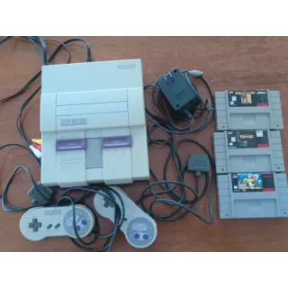 Tested/Works Classic Original Super NES System with 3 games, two controllers, and a Game Genie