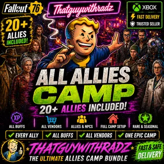 Fallout 76 ALL ALLIES CAMP (20+ Allies) 💥 XP Buffs + Vendors + FULL Setup | Xbox Fast Delivery 🔥