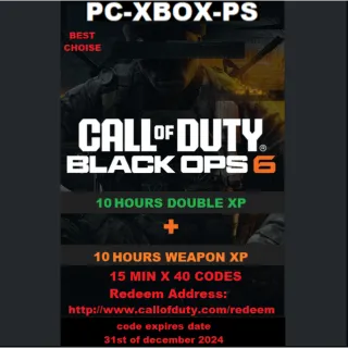 10 HOURS WEAPON XP + 10 HOURS DOUBLE XP