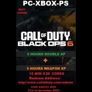 WEAPON XP 5 HOURS + DOUBLE XP 5 HOURS