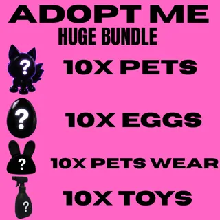 🔥 Adopt Me HUGE Bundle | 10x Pets + 10x Eggs + 10x Pet Wear + 10x Toys  