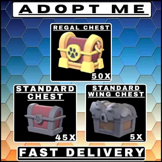 ADOPT ME 100X CHEST BUNDLE | 50X REGAL CHEST + 45X STANDARD CHEST + 5X STANDARD WING CHEST | FAST DELIVERY