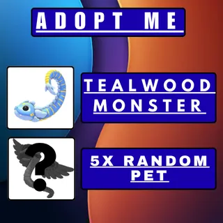 1x Tealwood Monster & 5x Random Pets | Adopt Me |Quick Delivery.