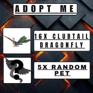 16x Clubtail Dragonfly & 5x Random Pets | Adopt Me |Quick Delivery.