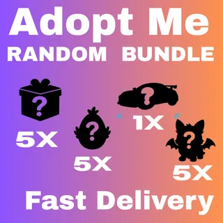 Adopt Me Random Bundle | 5X Random Pets + 5X Random Eggs + 5X  Boxes + 1X Random Car