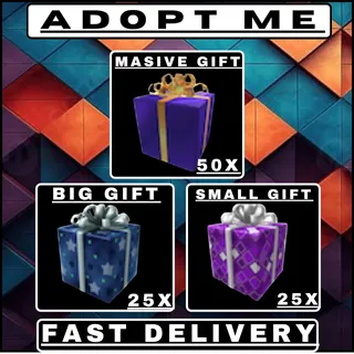 ADOPT ME 100X GIFT BUNDLE | 50X MASSIVE GIFT + 25X BIG GIFT + 25X SMALL GIFT | FAST DELIVERY