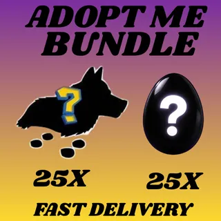 🥚 Adopt Me Mystery Bundle | 25X Random Pets + 25X Mystery Eggs + 5X FREE Pets 🎁
