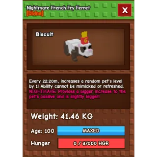 Semi Huge French Fry Ferret Grow A Garden