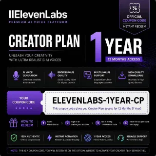 ElevenLabs Pro – 1 Year | Coupon Code | Redeem at Checkout | Instant Delivery