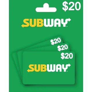 20 usd subway Gift Card