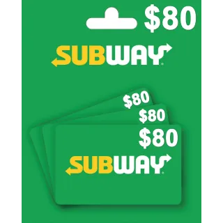 80 usd subway Gift Card