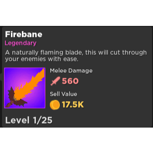 Gear Rumble Quest Firebane In Game Items Gameflip - roblox value damage