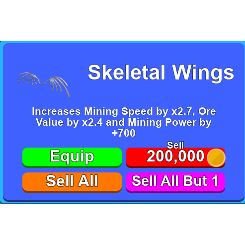 Gear Skeletal Wings Ms In Game Items Gameflip - roblox wing hat