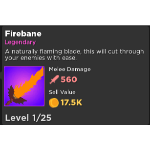 Gear Rumble Quest Firebane In Game Items Gameflip - melee roblox games