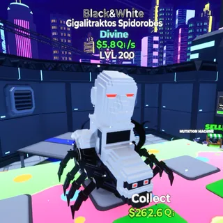 Gigalitraktos Spidorobos LVL MAX 5.8Qi/s Black&White Go Up For Brainrots Fortnite