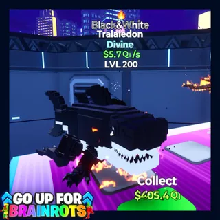 Tralaledon Black&White 5.7Qi LVL Max 1 Trait Go Up For Brainrots Fortnite