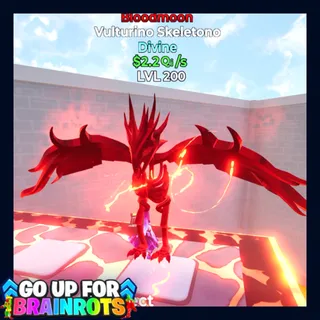 Vulturino Skeletono Bloodmoon 2.2Qi/s MAX Lvl Go Up For Brainrots Fortnite