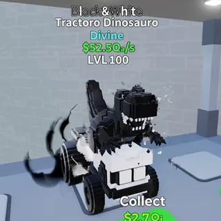 Tractoro Dinosauro Black & White 52.5Qa/s LVL100 Go Up For Brainrots Fortnite