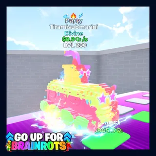 Tiramisubmarini Party 8.9Qi LVL Max 3 Traits Go Up For Brainrots Fortnite