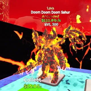 Doom Doom Doom Sahur Lava LVL 300 Go Up For Brainrots Fortnite
