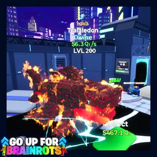Tralaledon Lava 6.3Qi/s MAX Lvl Go Up For Brainrots Fortnite